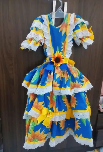 Vestido Infantil Luxo Princesa dos Girassóis- Festa Junina 