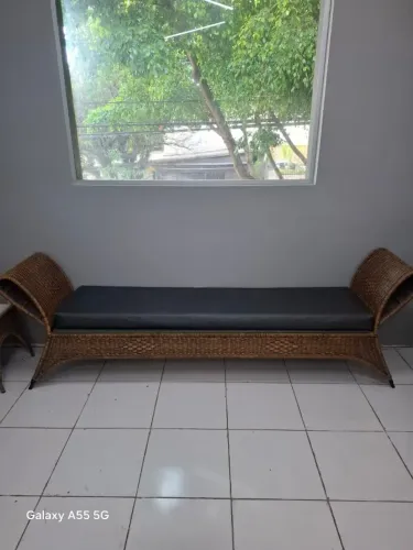 Sofá namoradeira - Chaise - Recamier - em vime - conjunto 3 peças