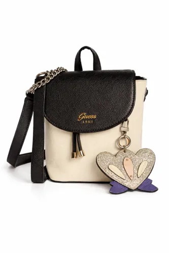  Mini Mochila Guess 1981 Original - Estilo Elegante Preta e Branca