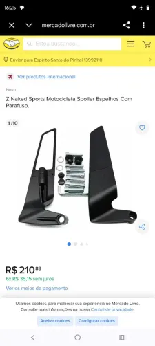 Espelho retrovisor moto esportivo novo na caixa