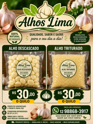 Alhos descascados e triturados