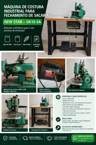 Máquina de Costura Industrial Completa com mesa e motor - New Star GK10-5A
