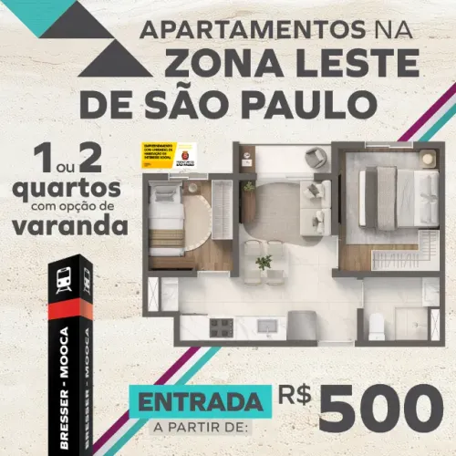 Apartamento na Mooca com R$500 de entrada!!