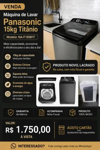 Máquina de lavar Panasonic 15kg NOVA
