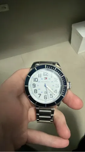elógio Tommy Hilfiger Masculino Original Aço Inox - Branco/Azul