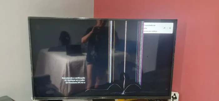 Vendo TV com defeito na tela.