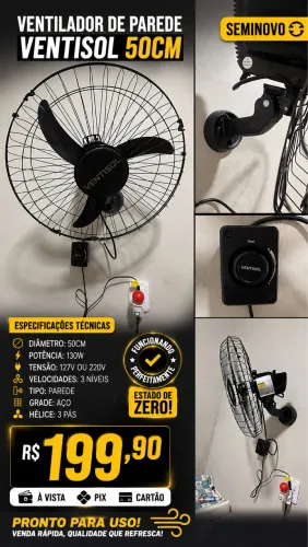 Ventilador de Parede 50cm Ventisol