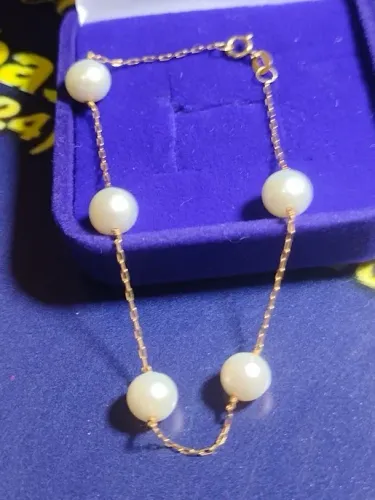 Pulseira Pérola 7 mm Ouro  18 Kilates Peso 2.60 Gramas Tamanho 7 Cm                       
