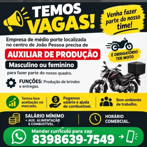 Estamos contratando motoboy ou motogirl
