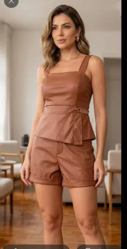 Conjunto couro fake g