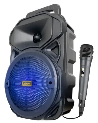 Caixa de som potente amplificada com microfone Bluetooth Rádio Pendrive recarregável 