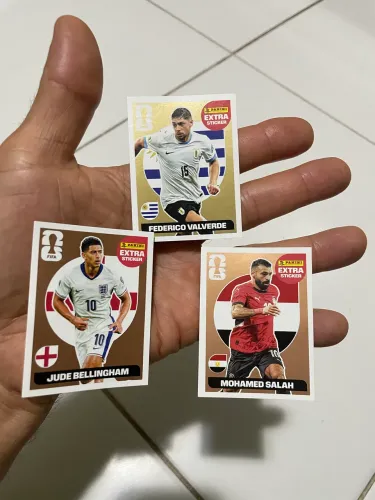 3 Figurinhas extra stickers ouro e bronze