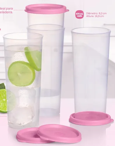 Kit 4 copos tupperware 470ml