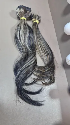 Cabelo humano mesclado 144 gramas 1 tela com acabamento em queratina 