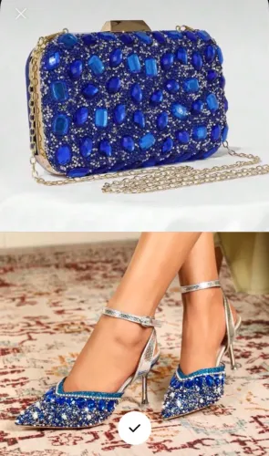 Kit sapato e Bolsa em pedraria