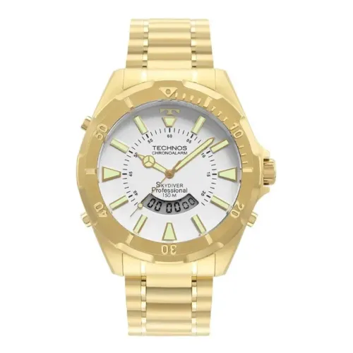 Relógio dourado masculino technos skydiver wt205fl-4b