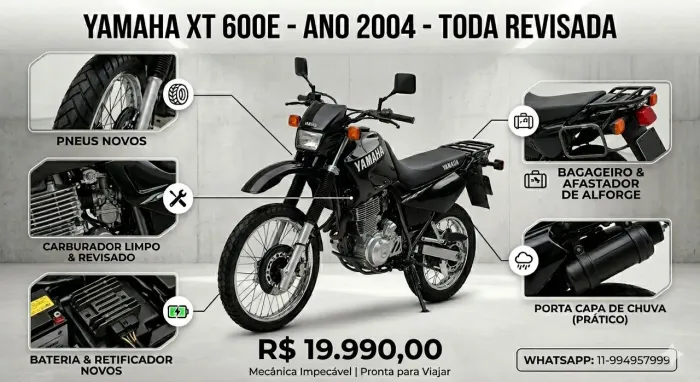 Yamaha XT 600E 2004 - Impecável, Toda Revisada e Pronta para Viajar!