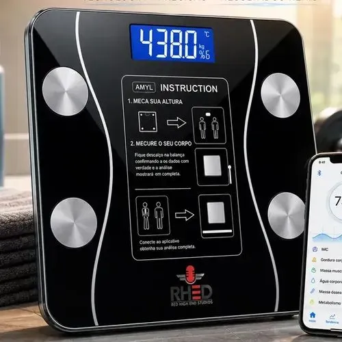 Balança Bioimpedância Digital Profissional Suporta Até 140kg via Bluethooth