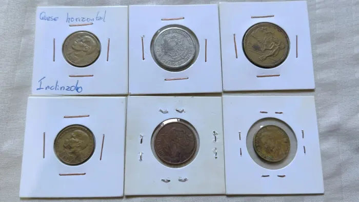6 Moedas Reverso quase horizontal antigas