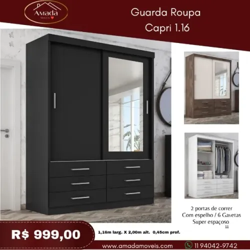 Guarda Roupa Capri 1.16, a pronta entrega 