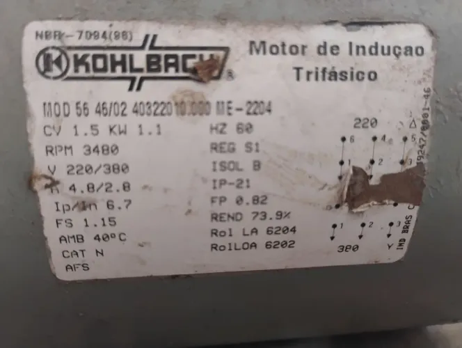 Motor Elétrico Trifásico 1,5 CV