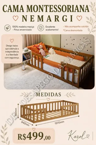 Cama solteiro montessoriana nemargi