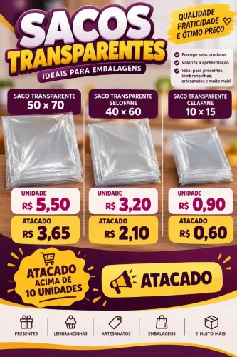 Saco saquinho transparente