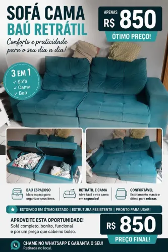 Sofa cama bau retrátil