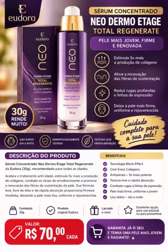 SÉRUM EUDORA NEO DERMO ETAGE TOTAL REGENERATE - 30g