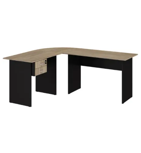 conjunto de mesa em L c/ gaveteiro 180x60x150x60x75