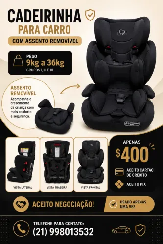 Cadeira para transporte de carro infantil. 