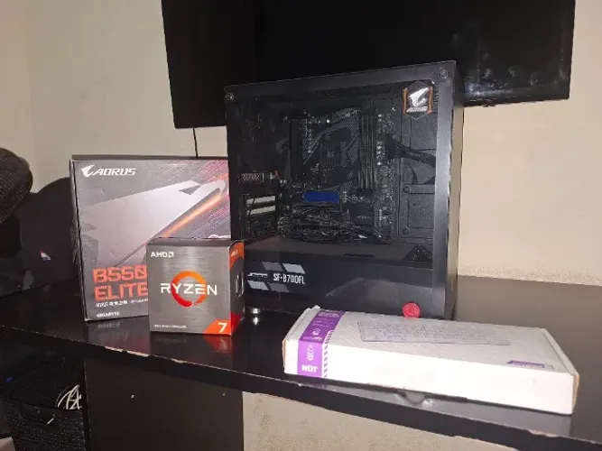 Computador ryzen 7 5700x, B550M auros elite, 256gb, machenike k500, fonte 650w