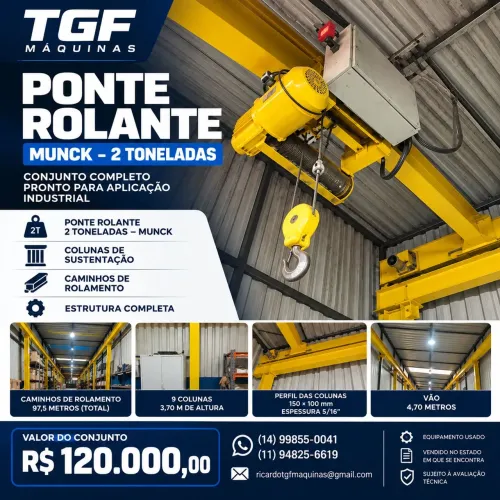 PONTE ROLANTE MUNCK 2 TONELADAS - 4.7M DE VAO 
