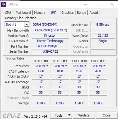 Memoria ddr4 2666 mhz notebook kingston