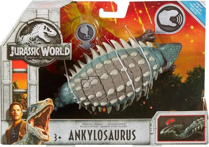 ANKYLOSAURUS MATTEL COM SOM ROARIVORES JURASSIC WORLD ANQUILOSSAURO 27cm Novo sem caixa