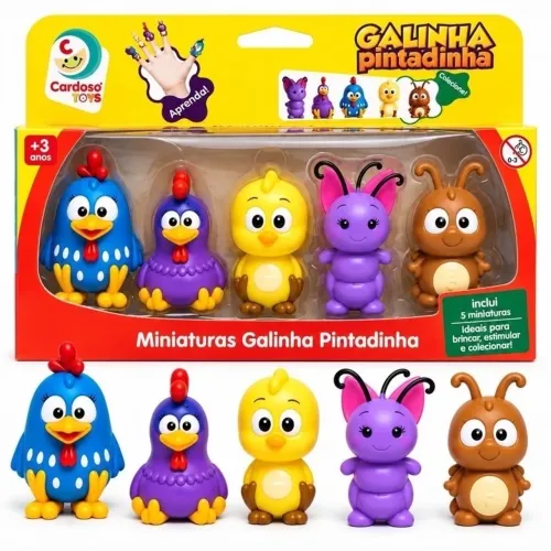 Kit Dedoches Galinha Pintadinha Oficial 5 Peças Cardoso Toys