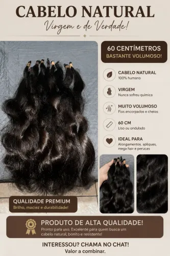 Cabelo Humano Virgem 60 cm - Muito Volumoso | Alta Qualidade