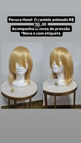 Peruca loira do Howl NOVA com brincos