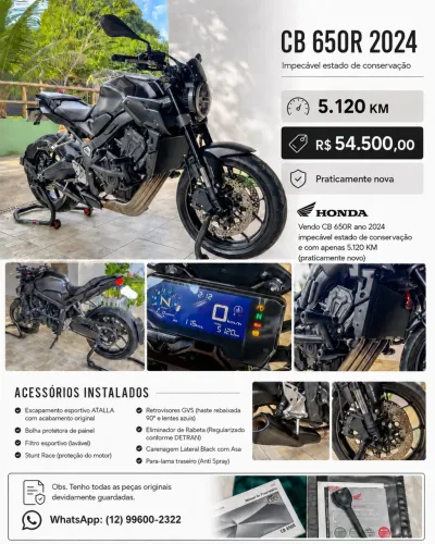 Vendo CB 650R ano 2024