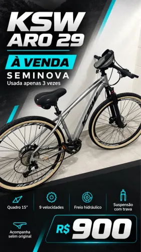 Bicicleta KSW Aro 29 Quadro 15 Freio Hidráulico - Seminova