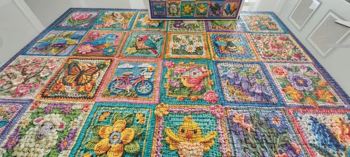 Quebra- Cabeça Grow 100 peças, Flores de Crochê.