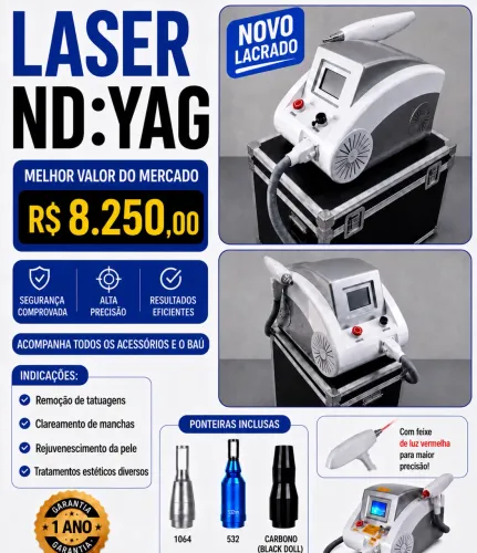 Aparelho Laser Profissional Remoção de Tatuagem Micropigmentação Manchas Novo Lacrado