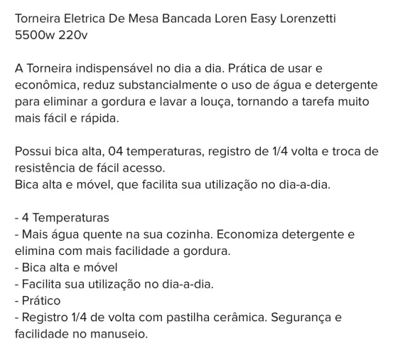 TORNEIRA ELÉTRICA