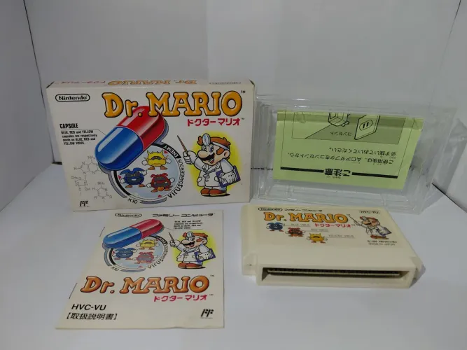 DR.Mario com caixa, berço, manual e encarte