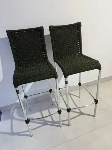 BANQUETA QUADRADA EM ALUMINIO E FITA NAUTICA/UNIDADE