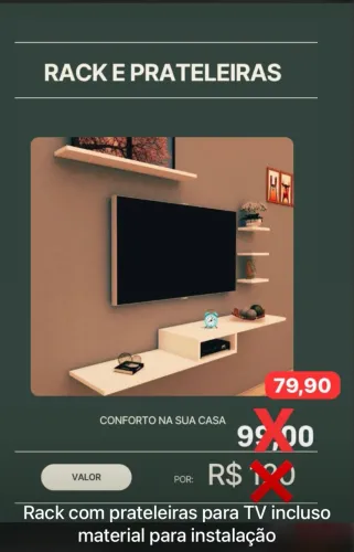 Rack com prateleiras para TV 
