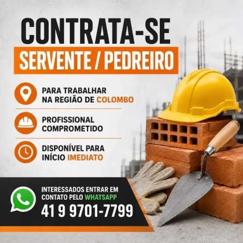 SERVENTE / PEDREIRO - CONTRATA-SE