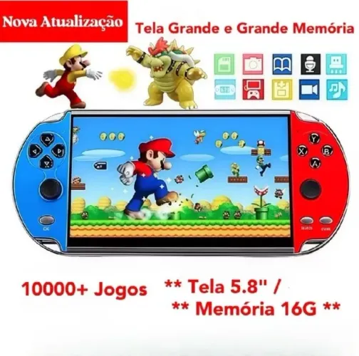 Videogame Portatil Tela 5.8" +10000 Jogos Retro 16GB, Console de Mão Memoria Expansível