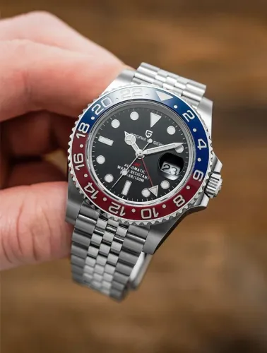 Relógio Automático GMT Pagani Design, Vidro Safira 100 m, bezel cerâmico - Homage Pepsi