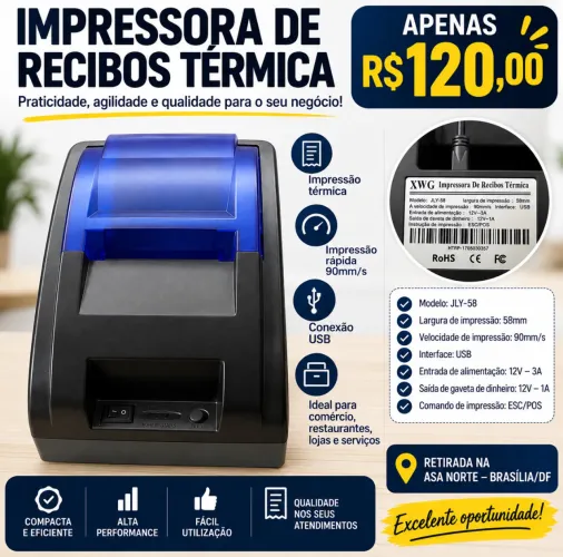 Impressora de recibos térmica